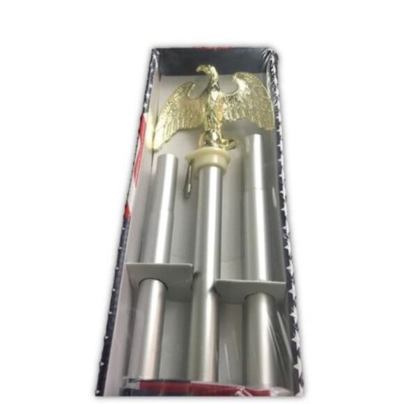 Large Outdoor American Flagpole Set 5Ft x 3FT Flag +  6FT Pole + Brackets NEW - Picture 4 of 6